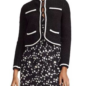 Maje Knit Blazer Cardigan Jacket Cotton Blend Tailored Parisian Style Size Small